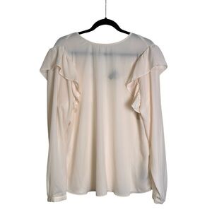 Who What Wear Cream L Ruffle Long Sleeve Blouse